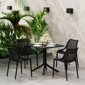 Westin Furniture Frond & Form Outdoor Square Dining Table and 4 Chairs, Black