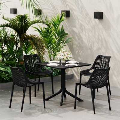Westin Furniture Frond & Form Outdoor Square Dining Table and 4 Chairs, Black