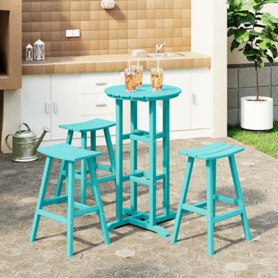 Westin Furniture Otto Outdoor Bar Table and 3 Bar Stools, Turquoise