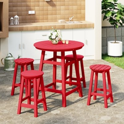 Westin Furniture Otto Outdoor Bar Table and 4 Bar Stools, Red