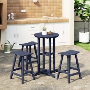 Westin Furniture Otto Outdoor Counter Height Bar Table and 3 Bar Stools, Navy Blue
