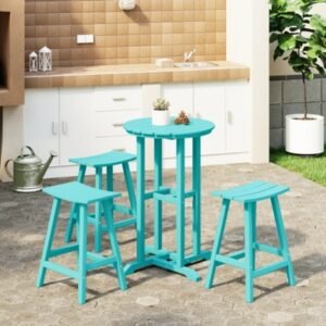 Westin Furniture Otto Outdoor Counter Height Bar Table and 3 Bar Stools, Turquoise