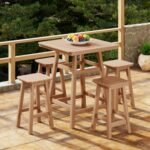 Westin Furniture Otto Outdoor Counter Height Bar Table and 4 Bar Stools, Teak