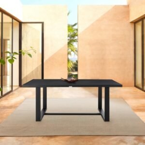 Armen Living Alegria Outdoor Dining Table, Black