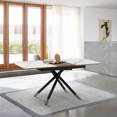 Armen Living Alora Extendable Dining Table, Gray