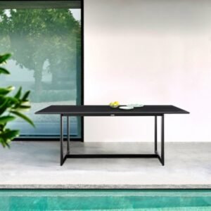 Armen Living Cayman Outdoor Dining Table, Black