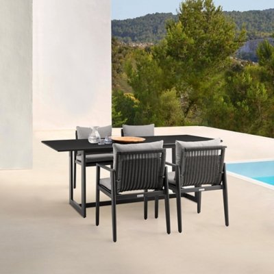 Armen Living Cayman Outdoor Dining Table and 4 chairs, Black