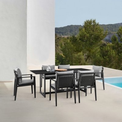 Armen Living Cayman Outdoor Dining Table and 6 chairs, Black