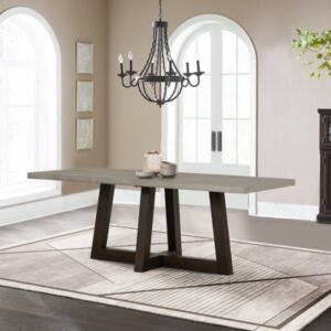 Armen Living Elodie Dining Table, Medium Gray/Dark Oak