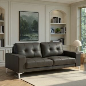 Armen Living Faelin Leather Sofa, Cola