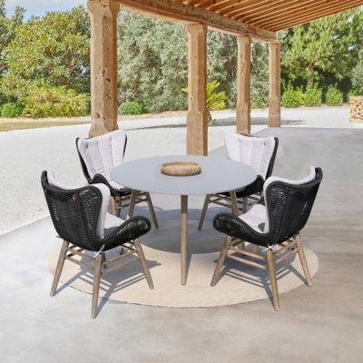 Armen Living Mateo Outdoor Dining Table and 4 Chairs, Gray