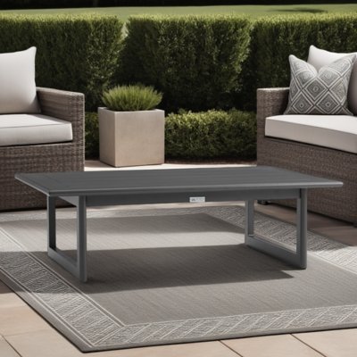 Armen Living Menorca Outdoor Coffee Table, Dark Gray
