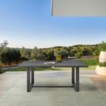 Armen Living Menorca Outdoor Dining Table, Dark Gray