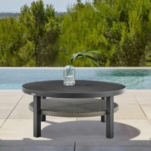 Armen Living Palma Outdoor Coffee Table, Black