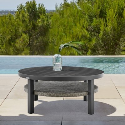 Armen Living Palma Outdoor Coffee Table, Black
