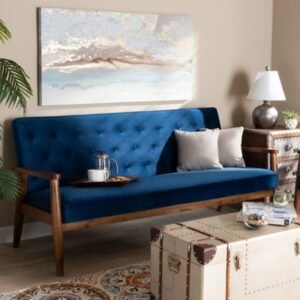 Baxton Studio Sorrento 3-Seater Sofa, Blue