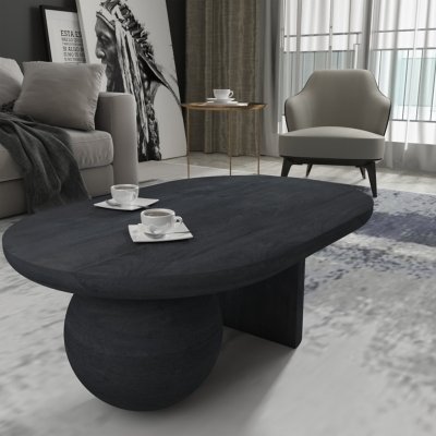 Benzara Uri Coffee Table, Sanblasted Black