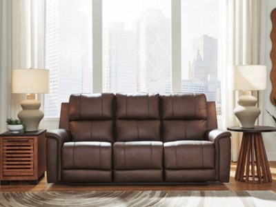 Beryton Dual Power Leather Reclining Sofa Leather, Espresso