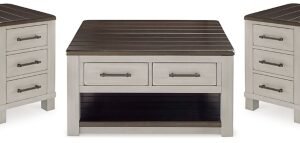Darborn Coffee Table with 2 End Tables, Gray/Brown