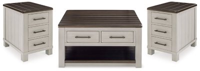 Darborn Coffee Table with 2 End Tables, Gray/Brown