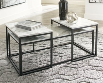 Donnesta Table (Set of 3), Gray/Black