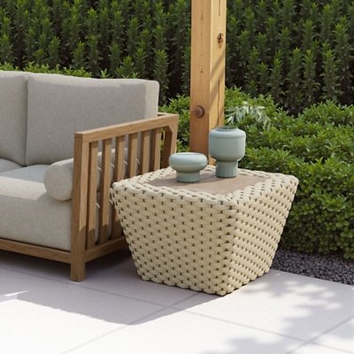Erika Home Antul Outdoor Coffee Table, White/Natural
