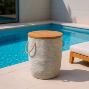 Erika Home Biban Outdoor Side Table, Natural/Gray