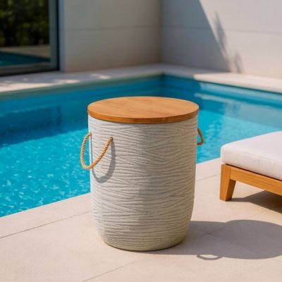 Erika Home Biban Outdoor Side Table, Natural/Gray