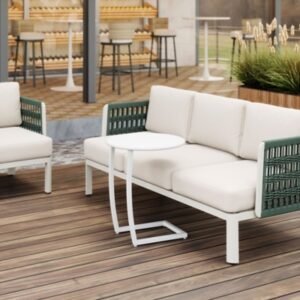Erika Home Noga Outdoor End Table, White