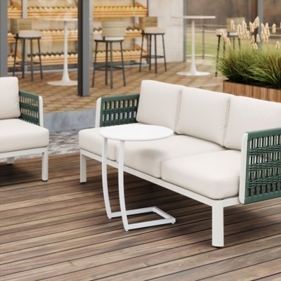 Erika Home Noga Outdoor End Table, White