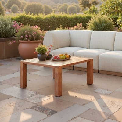 Erika Home Regels Outdoor Coffee Table, Natural
