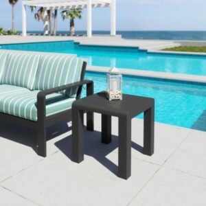 Erika Home Rolig Outdoor Side Table, Black