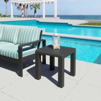 Erika Home Rolig Outdoor Side Table, Black