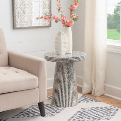 Linon Round Side Table, Black