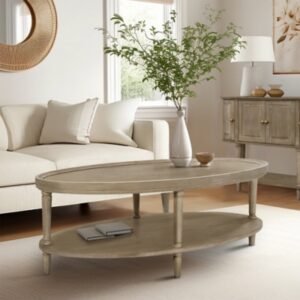 Martha Stewart Ayanna Coffee Table with Shelf, Gray