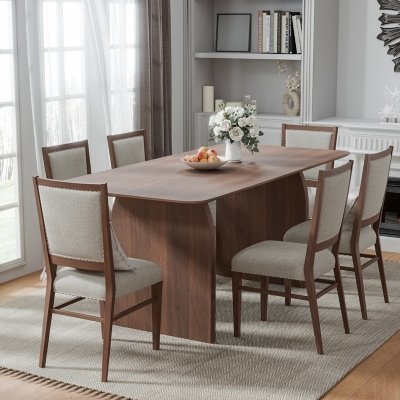 Miruo Mirror Inc Zenyra Dining Table, Walnut