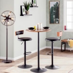Pebble Adjustable Height Table, Black/Walnut