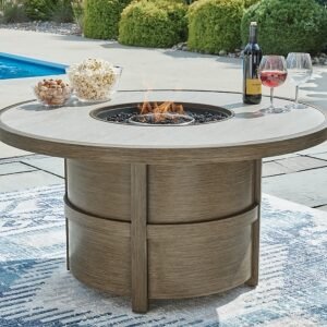 Rainier Ranch Fire Pit Table, Beige