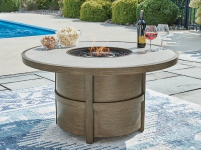 Rainier Ranch Fire Pit Table, Beige