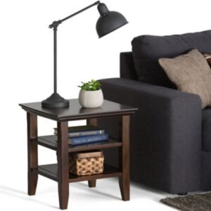 Simpli Home Acadian End Table, Brunette Brown