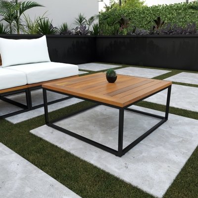 Southern Enterprises Furniture Keller Outdoor Coffee Table, Natural/Black
