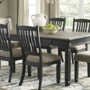 Tyler Creek Dining Table with Storage Drawers, Black/Gray, Wood