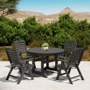 Westin Furniture Laguna Outdoor Round Dining Table and 4 Chairs, Gray
