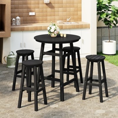 Westin Furniture Otto Outdoor Bar Height Bar Table and 4 Bar Stools, Black