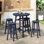 Westin Furniture Otto Outdoor Bar Height Bar Table and 4 Bar Stools, Navy Blue