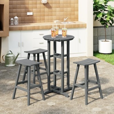 Westin Furniture Otto Outdoor Bar Table and 3 Bar Stools, Gray
