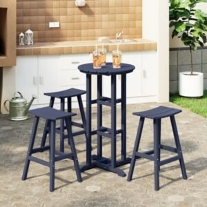 Westin Furniture Otto Outdoor Bar Table and 3 Bar Stools, Navy Blue