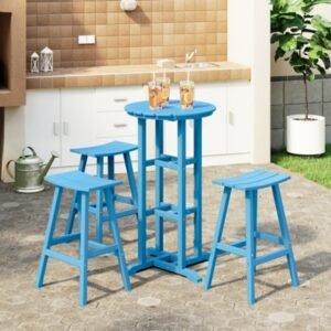 Westin Furniture Otto Outdoor Bar Table and 3 Bar Stools, Pacific Blue