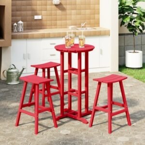 Westin Furniture Otto Outdoor Bar Table and 3 Bar Stools, Red