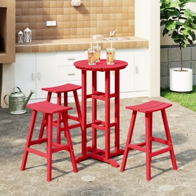 Westin Furniture Otto Outdoor Bar Table and 3 Bar Stools, Red